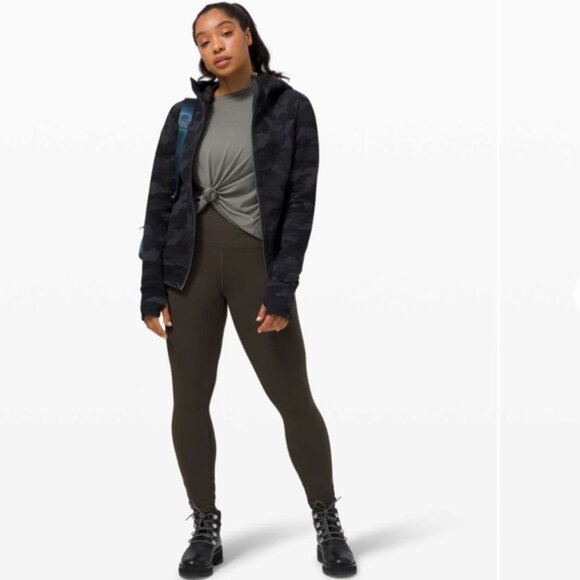 Lululemon Scuba Hoodie Light Cotton Fleece Jacket Pockets Zip Camo Deep Coal 10 - Picture 2 of 16